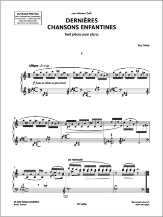 Dernières Chansons Enfantines - Guy Sacre - Partition - Piano
